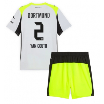 Billige Fotballdrakt Borussia Dortmund Yan Couto #2 Replika Bortedraktsett Barn 2025-26 Kortermet (med bukser)
